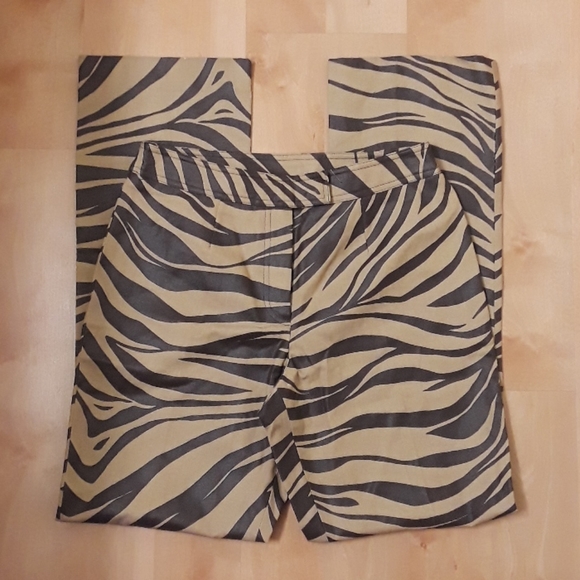 Oscar de la Renta Pants - Oscar de la Renta Vintage Brown Zebra Print Pants